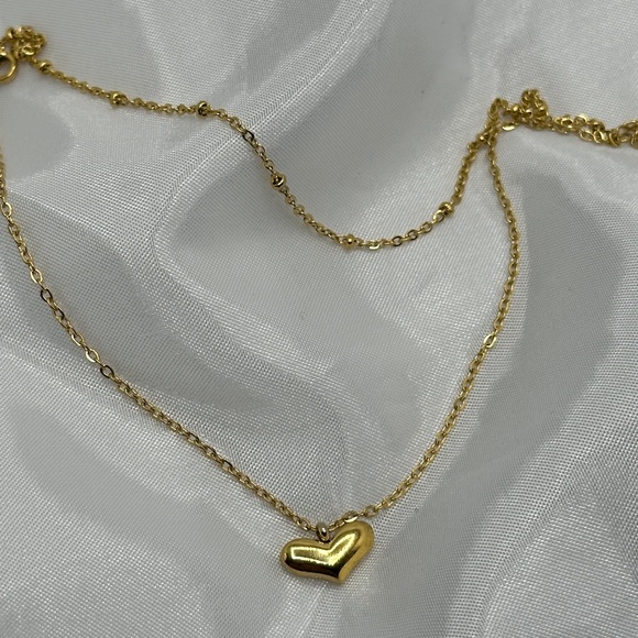 Dainty Gold Heart Layered Satellite Chain, 18KT Plated Anklet, Dainty Anklet - Picture 3 of 4
